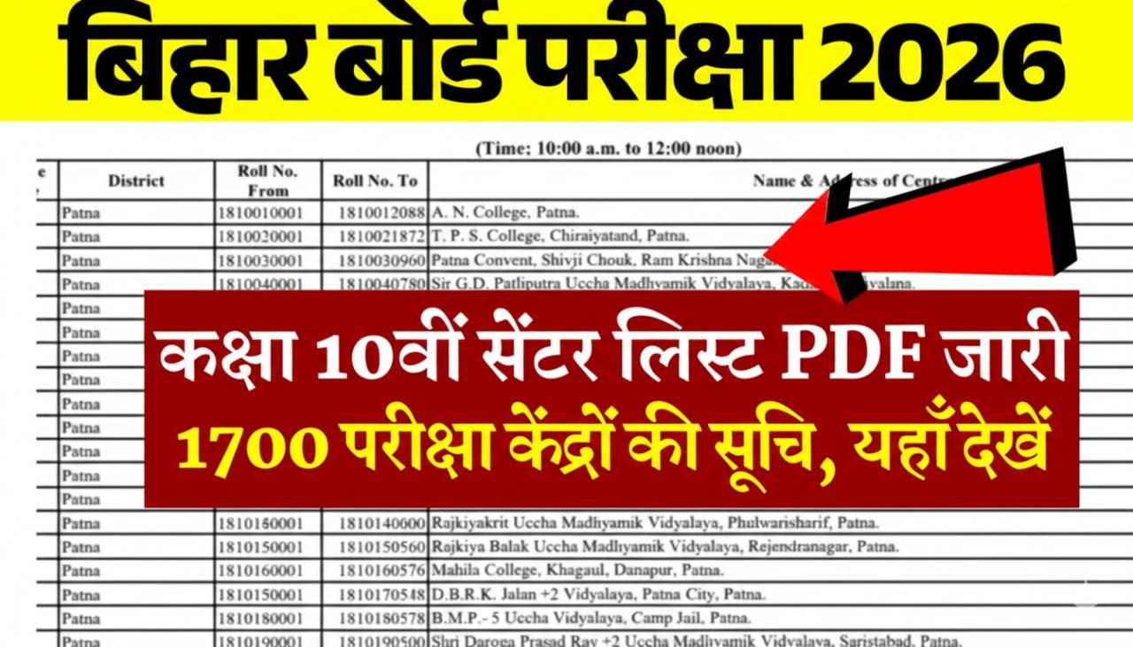 Bihar Board 10th Exam Center List 2026