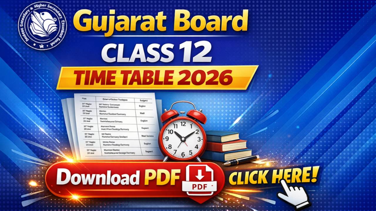 Gujarat Board Class 12 Time Table 2026 PDF Download